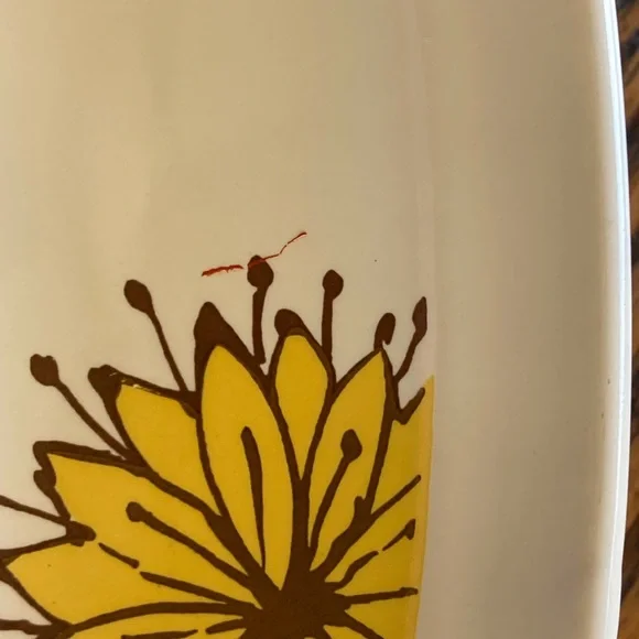 Vtg Retro Up-Beat Stoneware Orange Yellow Floral Toccata Plate Platter 12 3/4” - Picture 7 of 10